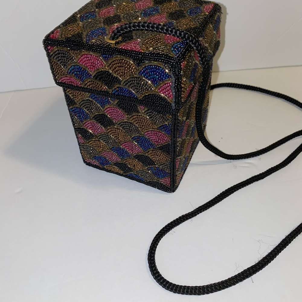 Beaded Box purse with Multicolor Design
